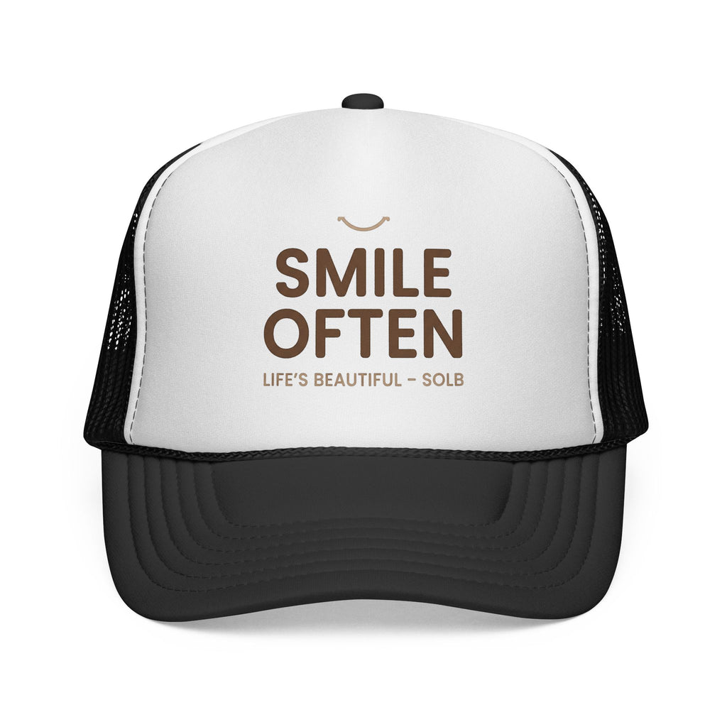 Smile Often Trucker Cap — "Smile Often, Life's Beautiful" Casual Mesh Baseball Hat
