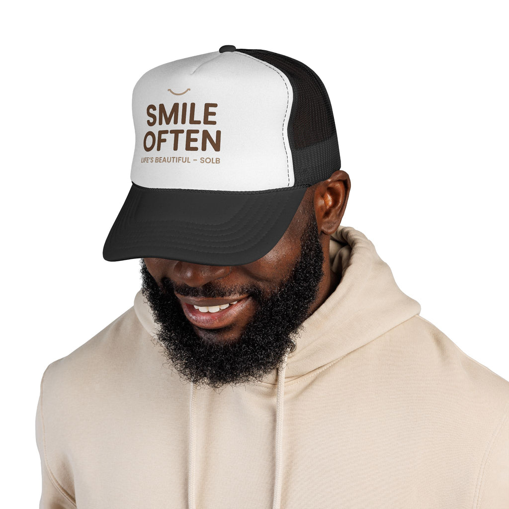Smile Often Trucker Cap — "Smile Often, Life's Beautiful" Casual Mesh Baseball Hat