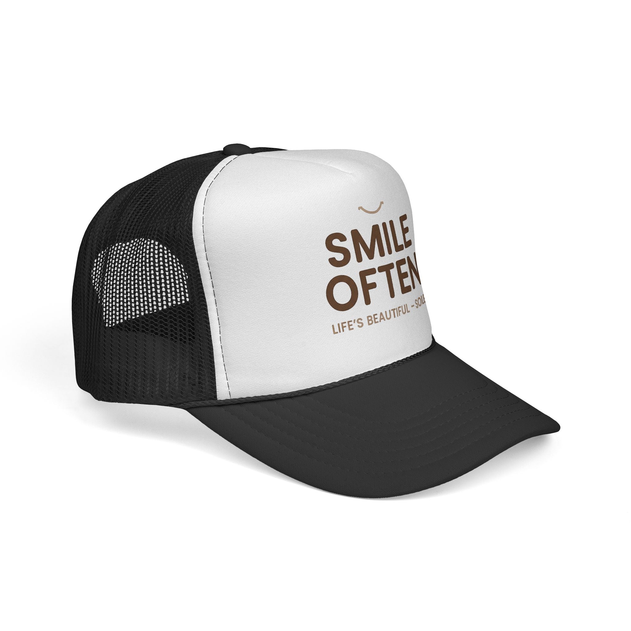 Smile Often Trucker Cap — "Smile Often, Life's Beautiful" Casual Mesh Baseball Hat